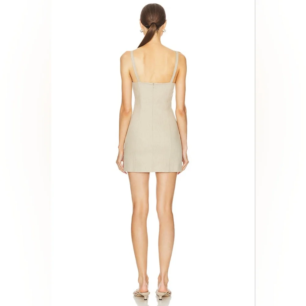 NEW Amanda Uprichard / Revolve Neutral Beige Mini Dress with Buckle Straps SZ L - Picture 9 of 15